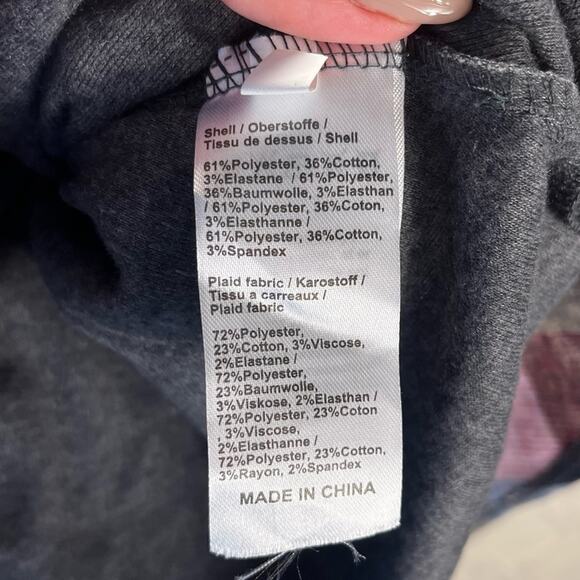 NWT DJT | Gray Funnel Neck Plaid Inserts Long Sleeve Sweatshirt - Picture 10 of 13